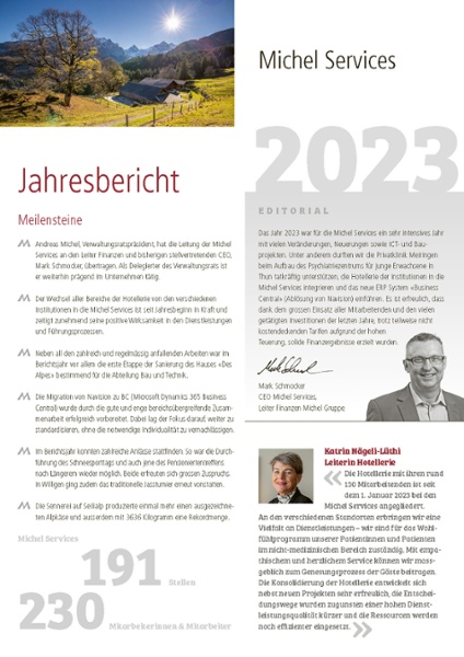 Jahresbericht 2023: Michel Gruppe, Kita Haslital, Wäscherei Haslital